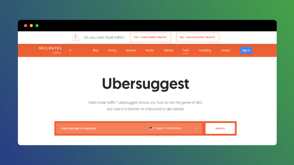 Ubersuggest - competitor analysis example website 8