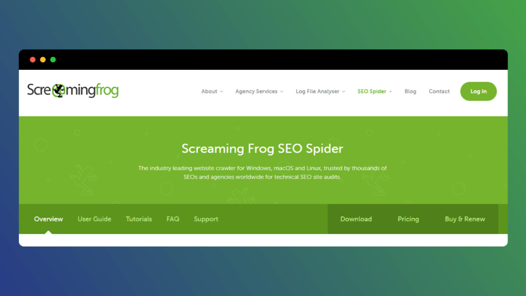 Screaming Frog - competitor analysis example website 12