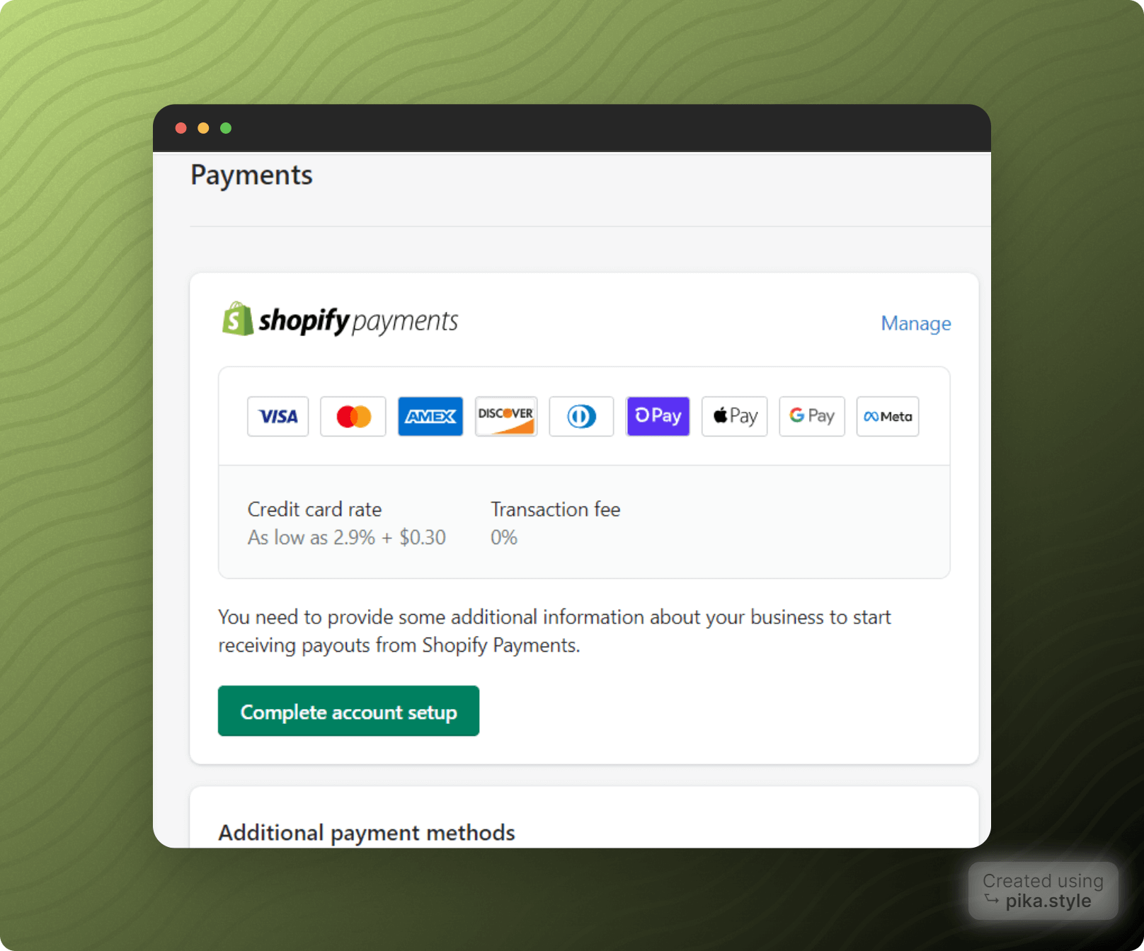 In the Shopify Payments tab select your merchants